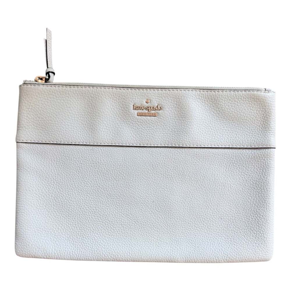 Kate Spade New York Leather Clutch Light Gray Pebbled